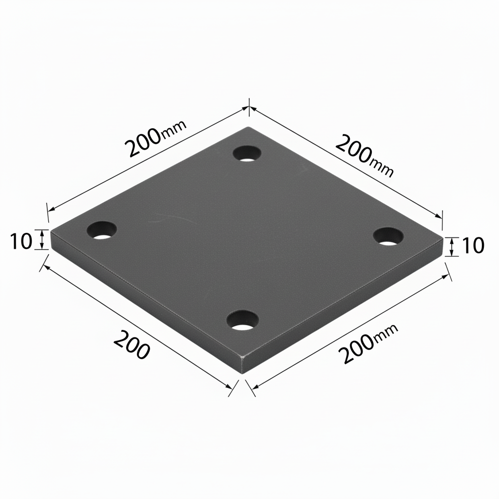 Placa de anclaje acero al carbono con medidas completas
